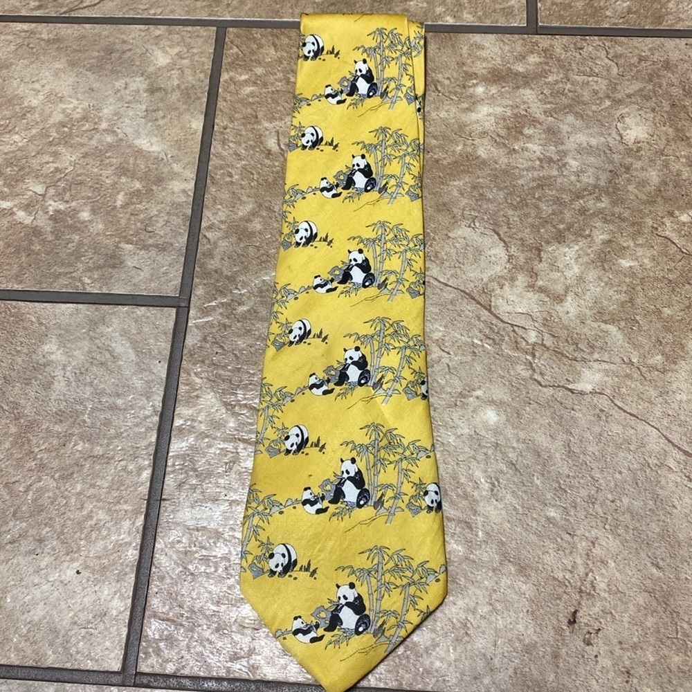 Kailong Silk Tie with Panda Bears Business Professional Career